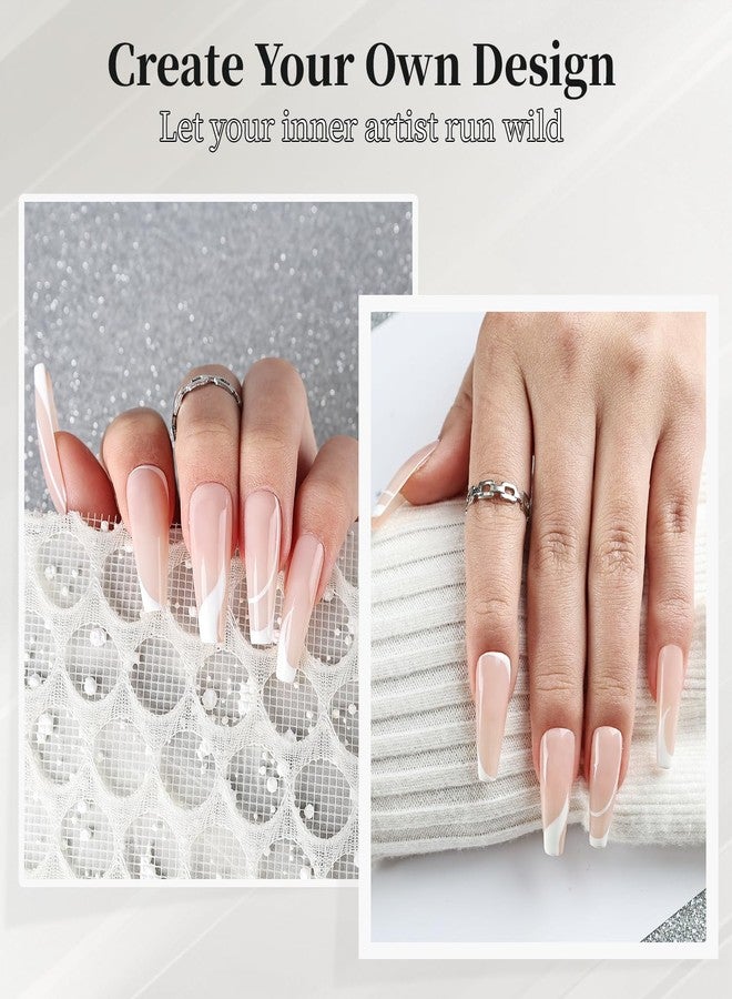 JODSONE White Swirl Nail Art Liner Gel Polish,10ml Classic Color 3D Nail Art Pens Effect Nail Print Design with Thin Brush for French Tips Manicure Painting DIY at Home - LB02 - Image 3